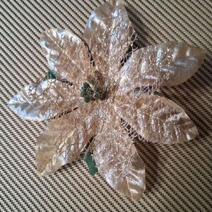 Gold Glittery Christmas Floral Hair Clip